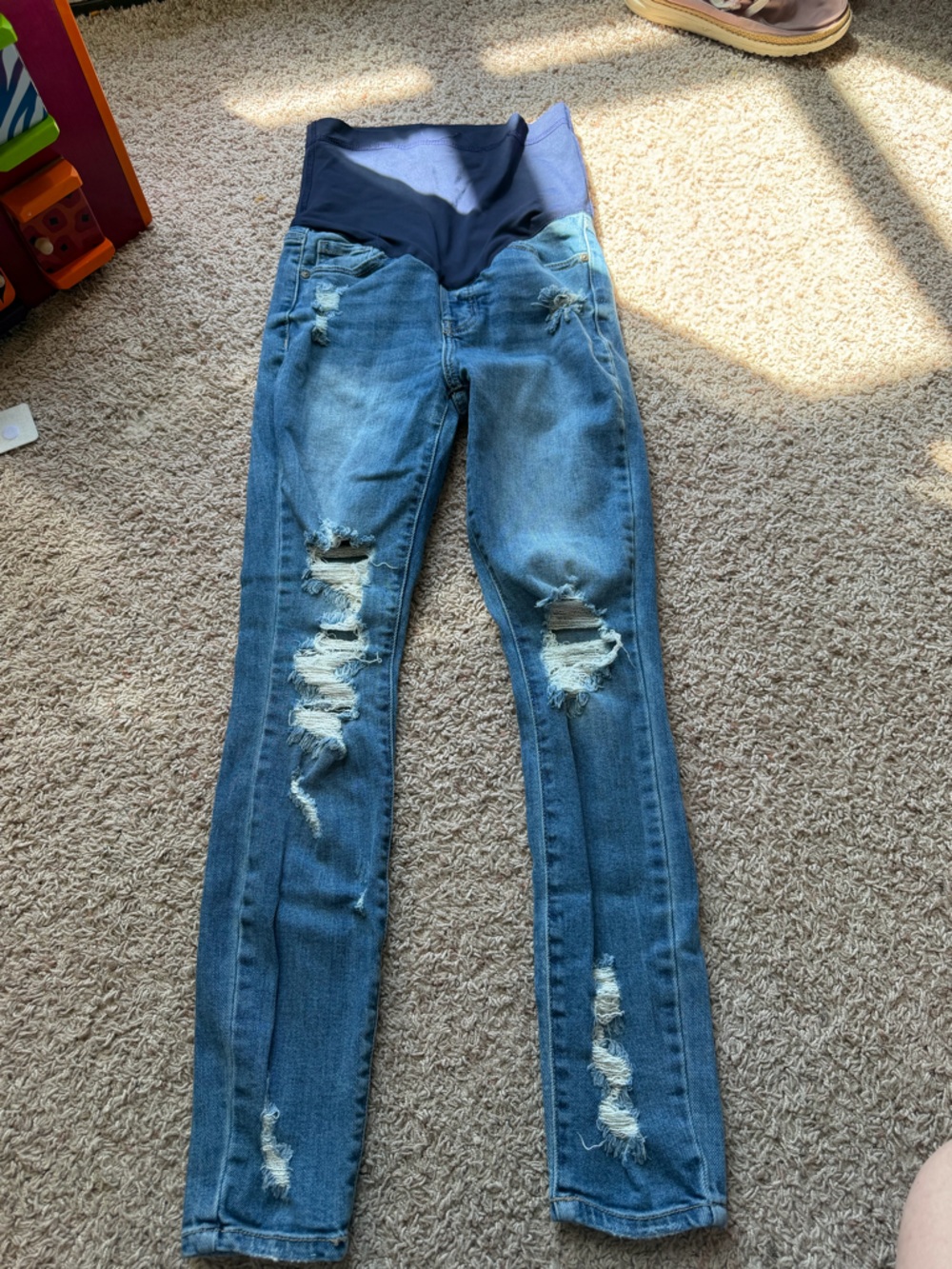 Pink blush Distressed Women's Blue Maternity Skinny Jeans